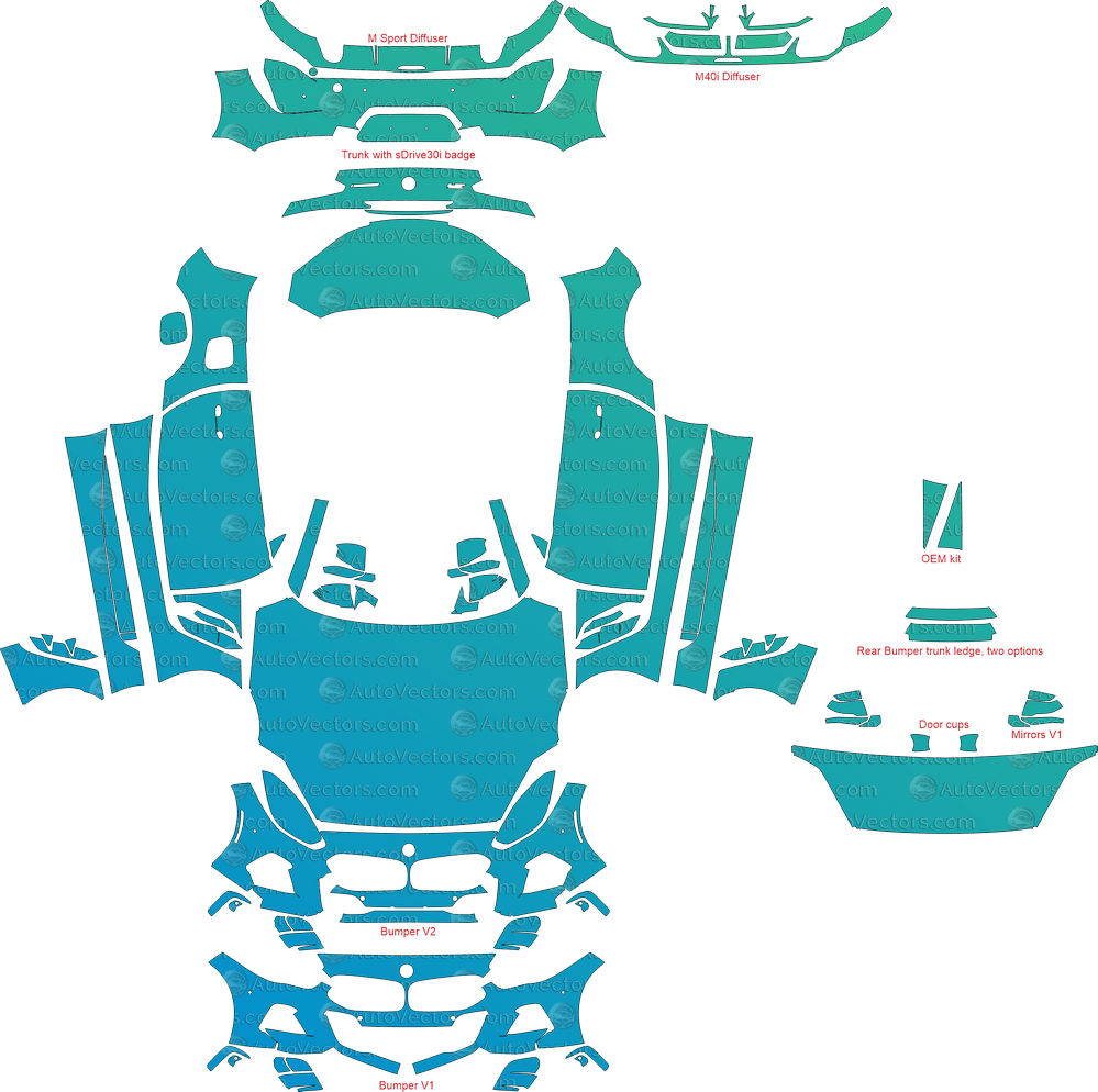 BMW Z4 M Sport, M40i G29 (From - 2019) Roadster pre-cut PPF vector template download