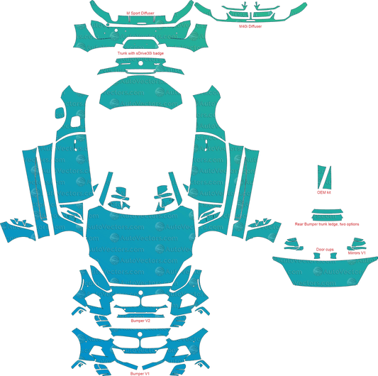BMW Z4 M Sport, M40i G29 (From - 2019) Roadster pre-cut PPF vector template download