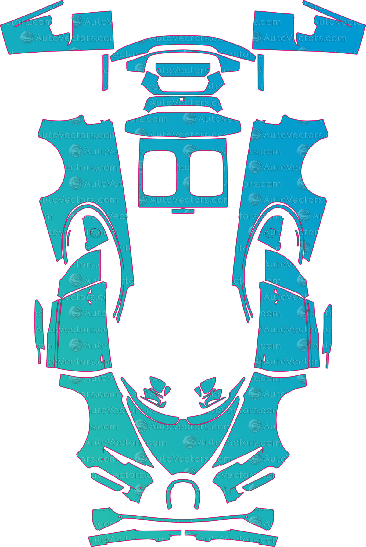 Bugatti Chiron Noire (From 2017) Coupe pre-cut PPF pattern layout
