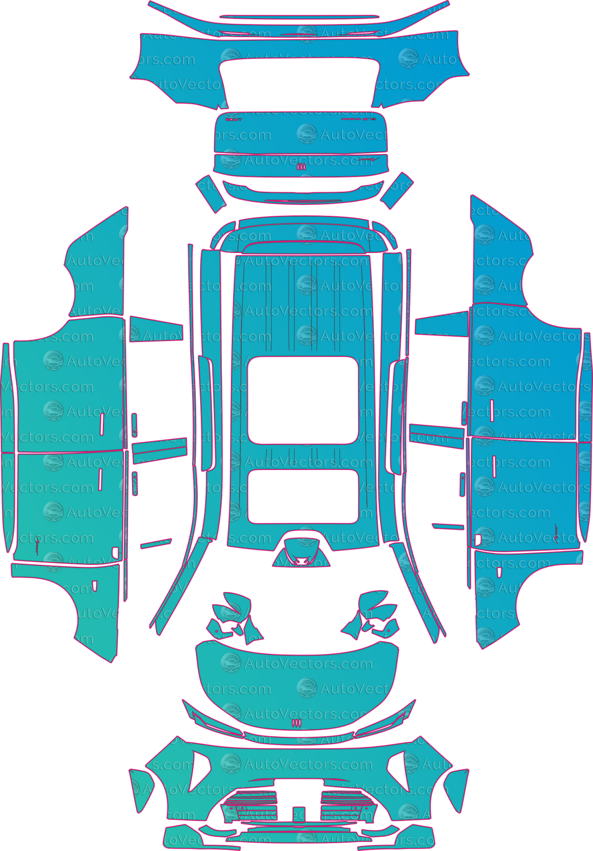 Buick GL8 Electra Encasa Base (From 2026) Van pre-cut PPF pattern layout
