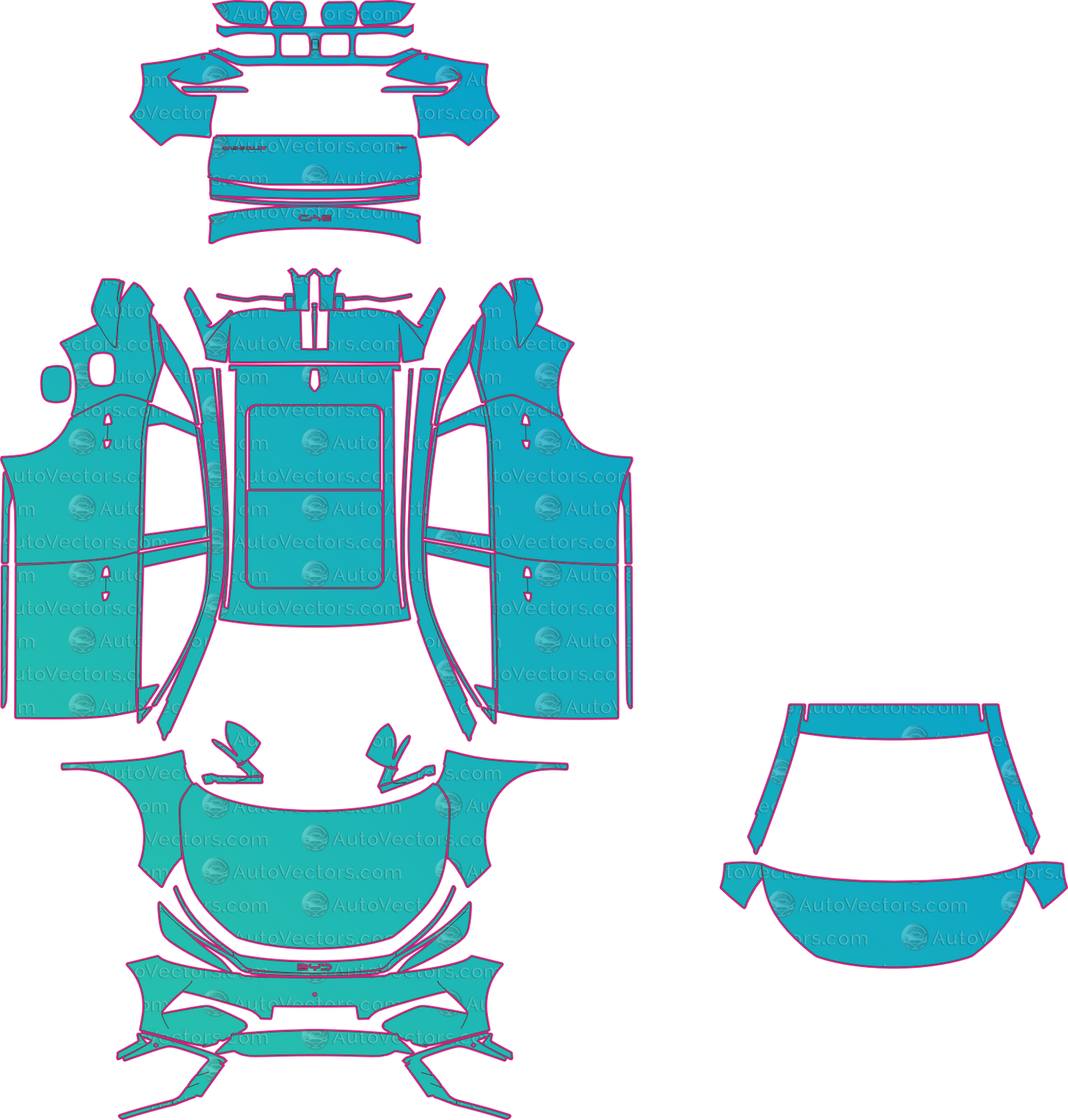 BYD Atto 3 EU (From 2026) SUV – pre-cut PPF pattern templates, instant digital download vector cut files (CDR, AI, PDF, SVG)
