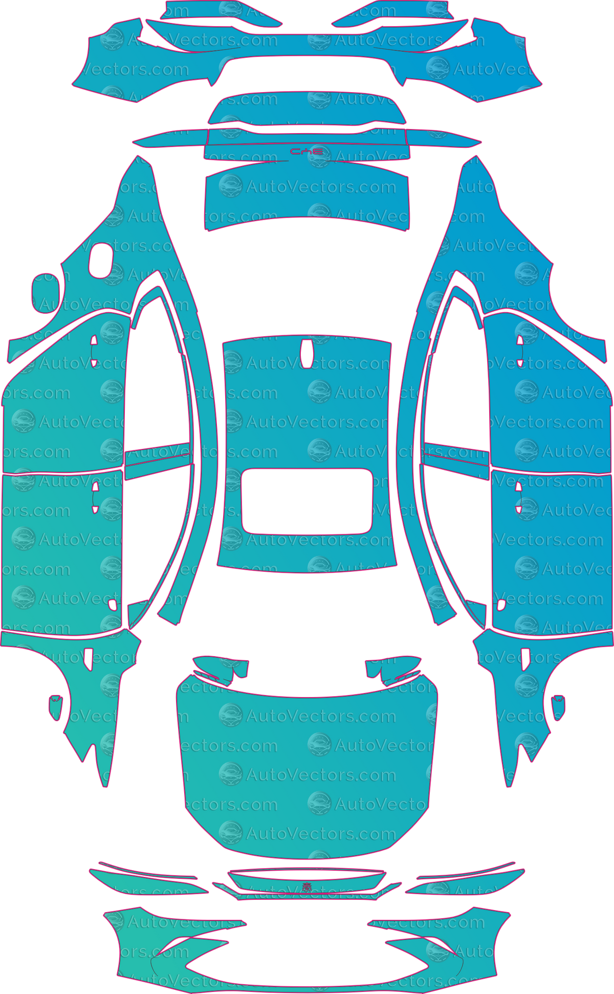 BYD Qin Plus DM-i (From 2025) Sedan — pre-cut PPF pattern layout