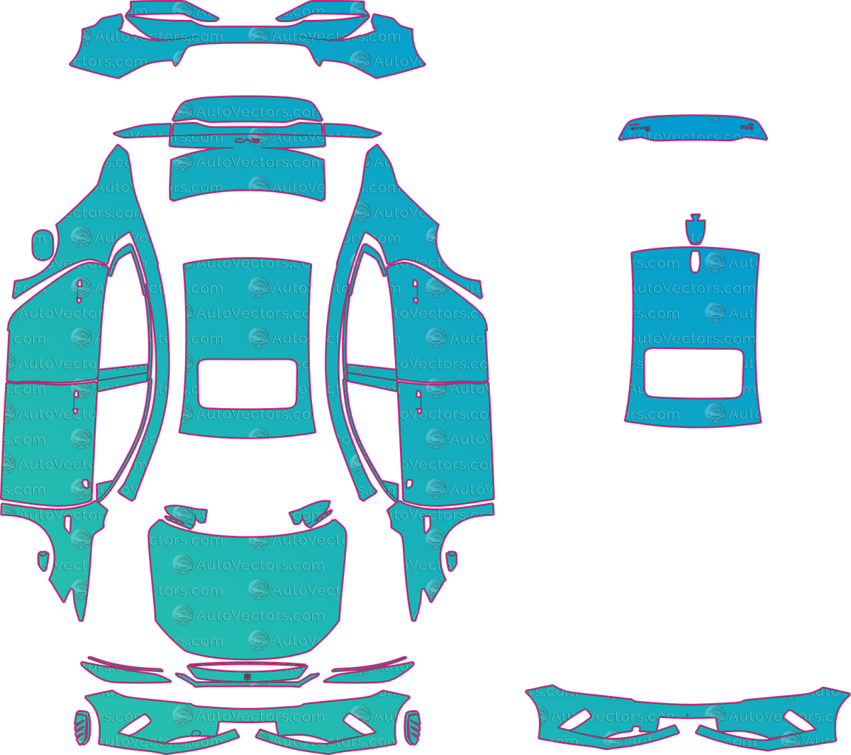 BYD Qin Plus EV (From 2025) Sedan pre-cut PPF pattern layout