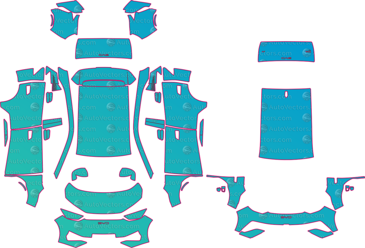 BYD Seagull Base (From 2025) Hatchback pre-cut PPF pattern layout