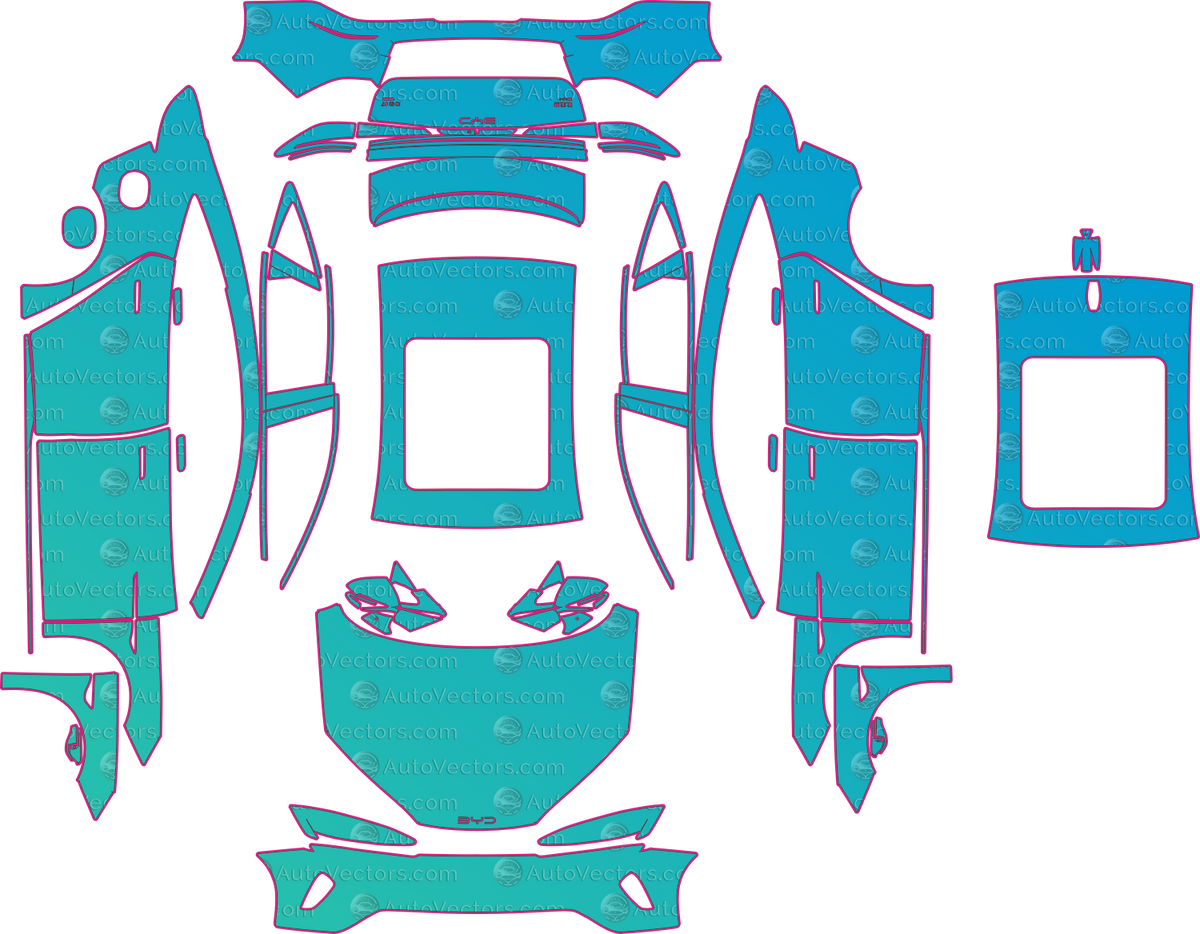 BYD Seal 07 DM-i (From 2026) Sedan pre-cut PPF pattern layout