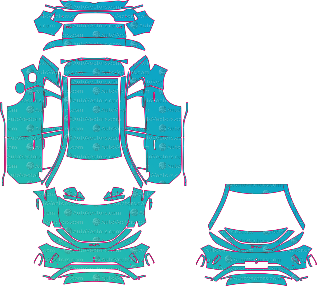 BYD Sealion 05 CN-EV (From 2025) SUV pre-cut PPF pattern layout