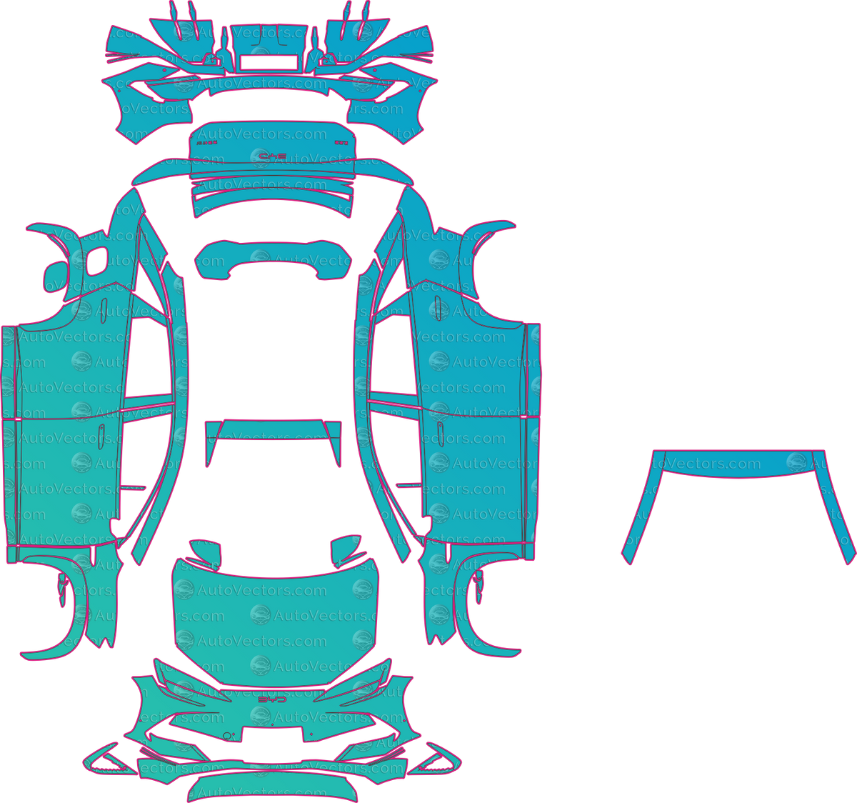 BYD Sealion 7 EV (From 2024) SUV pre-cut PPF pattern layout