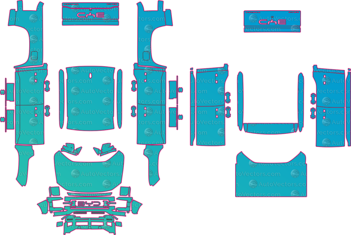 BYD Shark 6 Premium (From 2025) Pickup pre-cut PPF pattern layout
