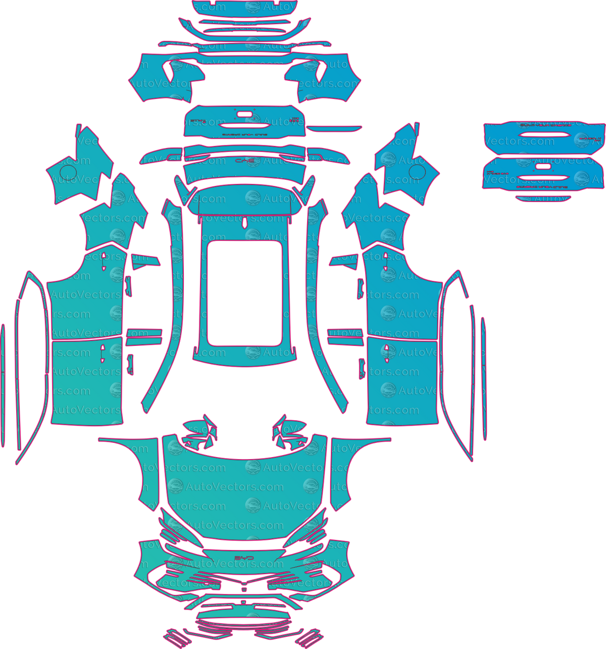 BYD Song Plus DM-i (From 2025) SUV pre-cut PPF pattern layout