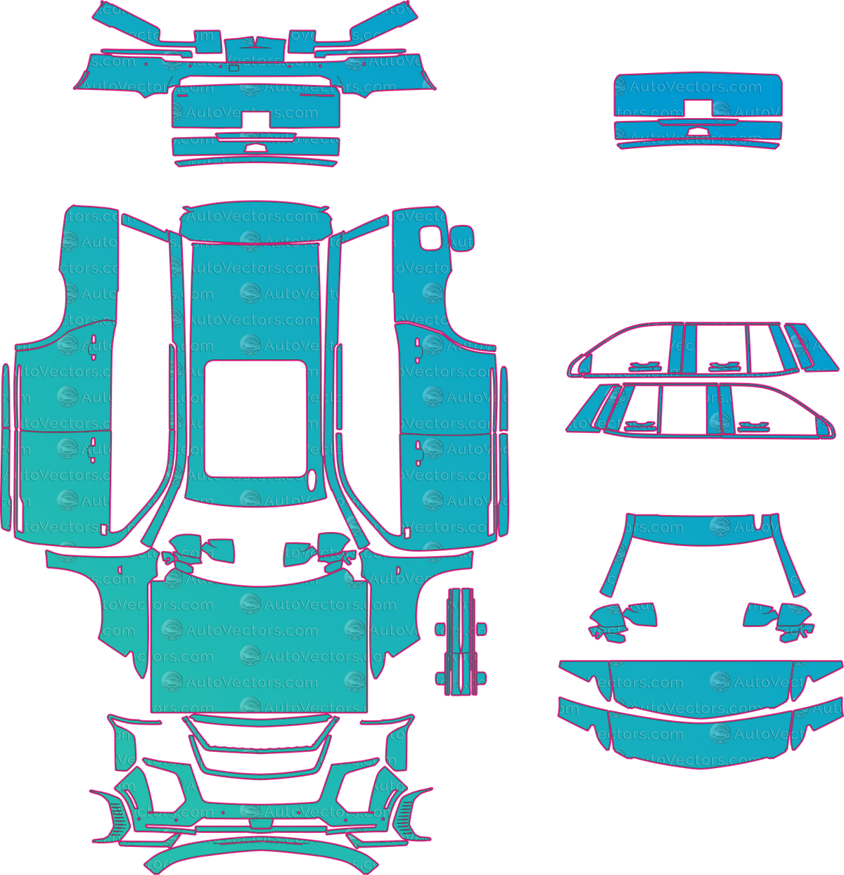 Cadillac Escalade luxury Standard wheel base (From 2025) SUV pre-cut PPF pattern layout