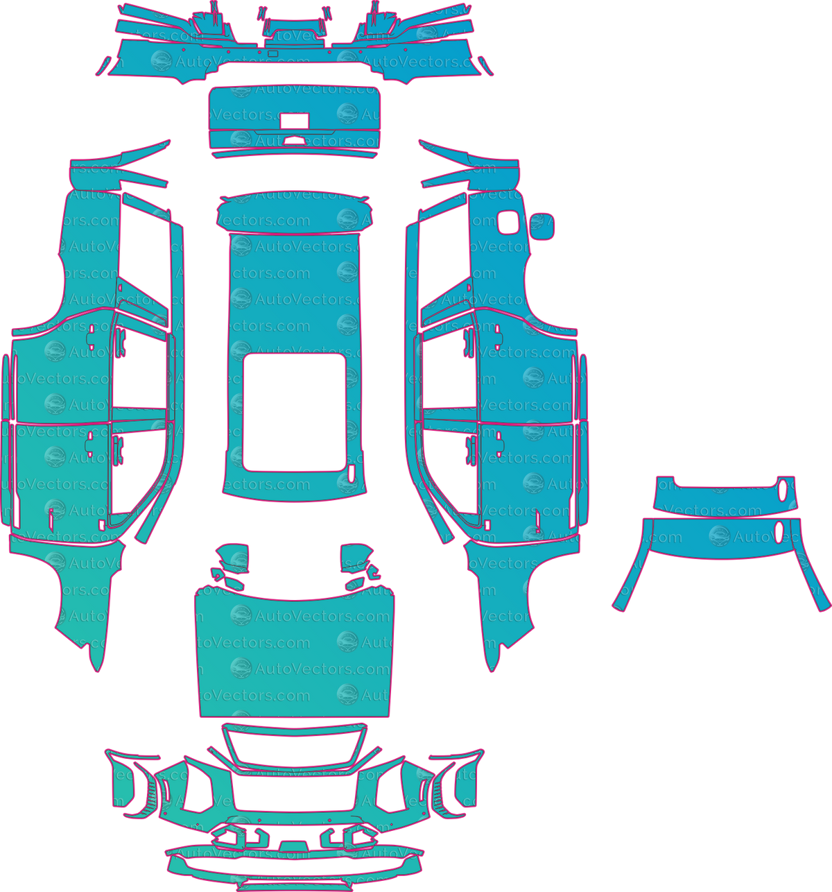 Cadillac Escalade V (From 2025) SUV pre-cut PPF pattern layout