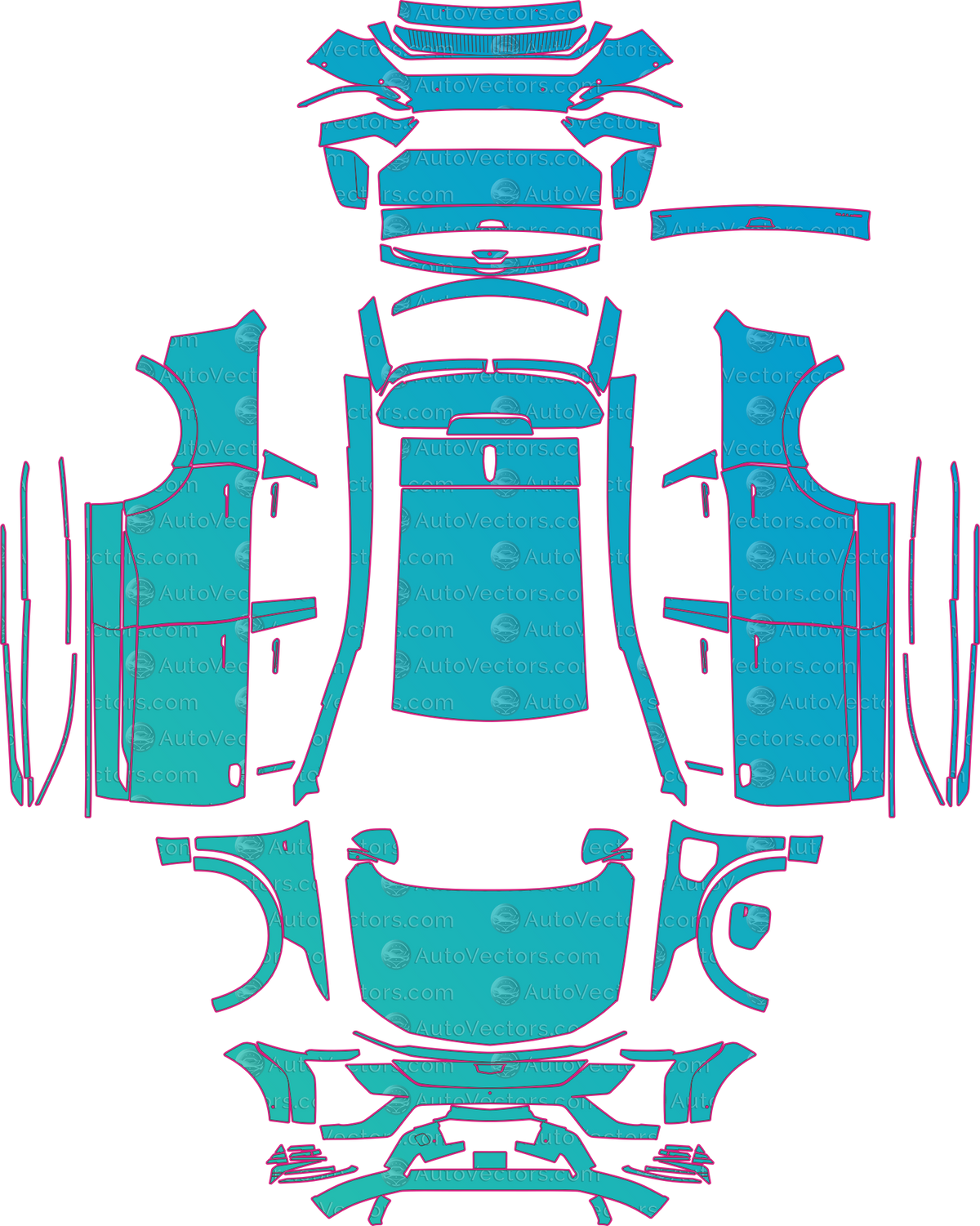 Cadillac Optiq Base (From 2024) SUV pre-cut PPF pattern layout