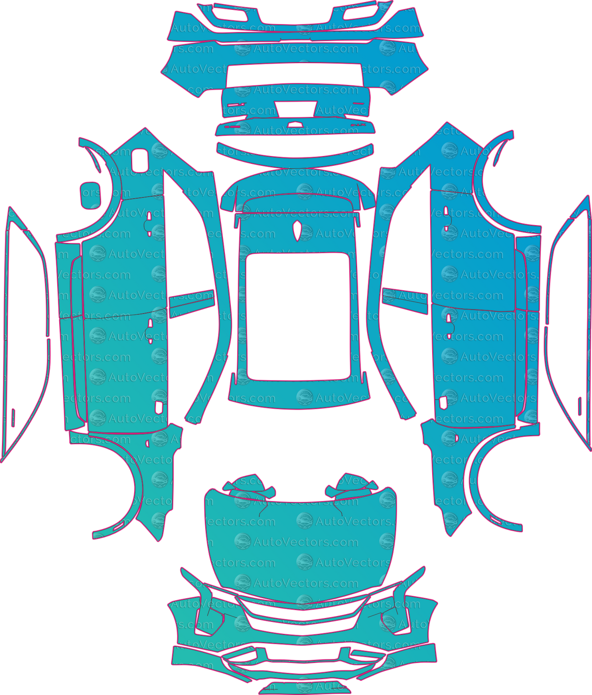 Cadillac XT4 Sport CN (From 2024) SUV pre-cut PPF pattern layout