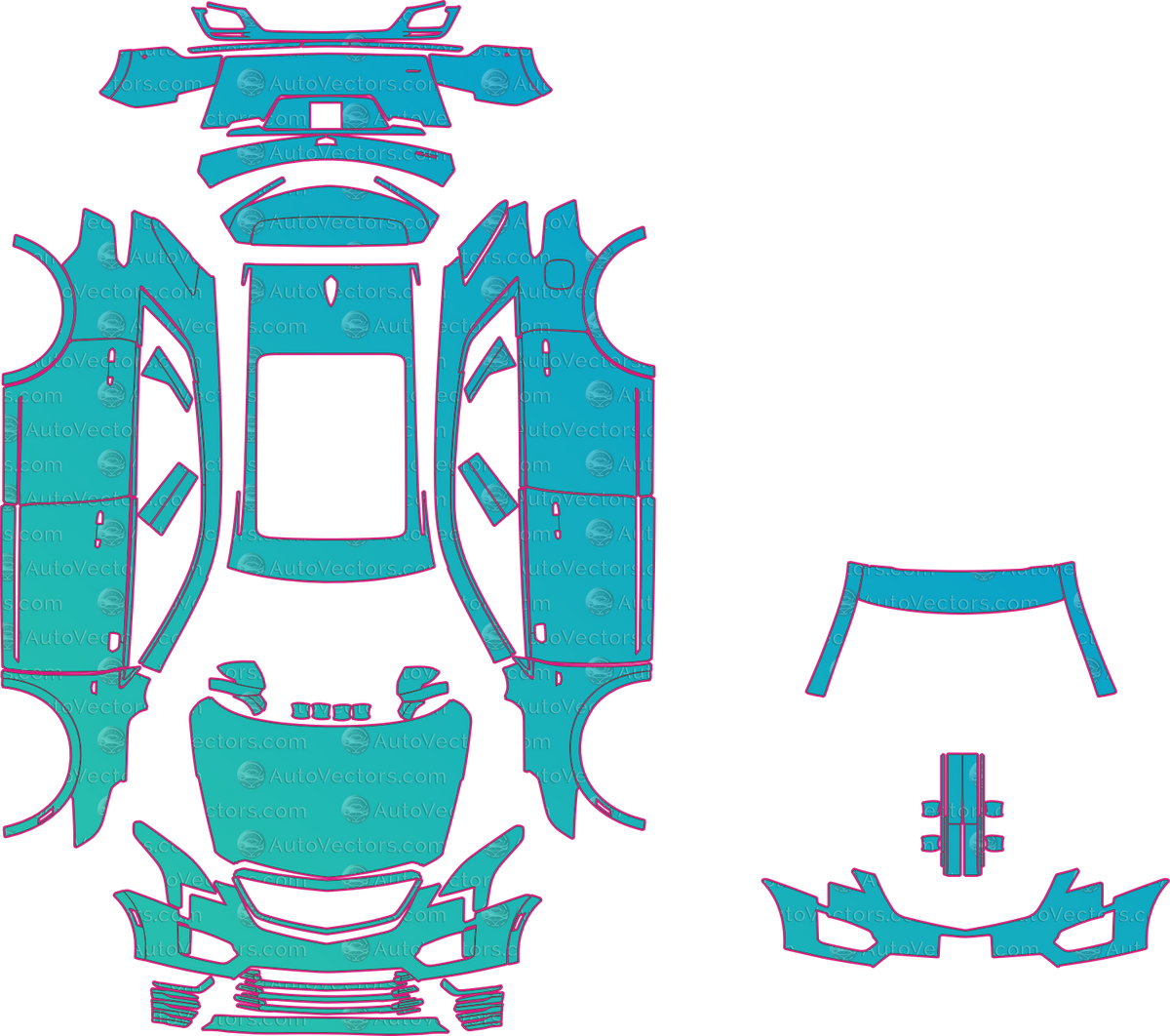 Cadillac XT5 Luxury (From 2026) SUV pre-cut PPF pattern layout