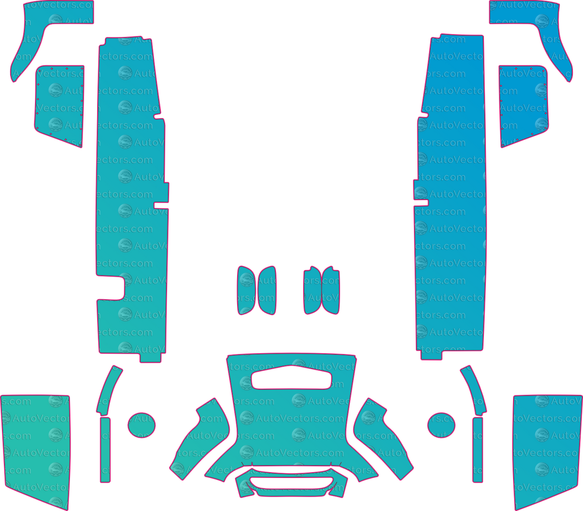 Caterham Seven 420 Cup Base (From 2024) pre-cut PPF pattern layout