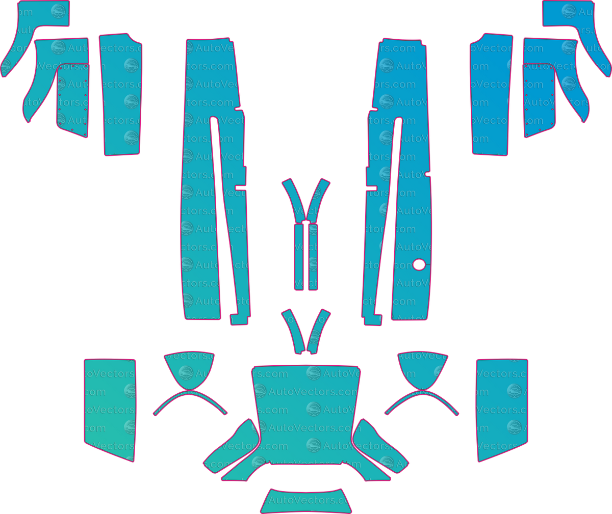 Caterham Super Seven 600 Base (From 2023) pre-cut PPF pattern layout