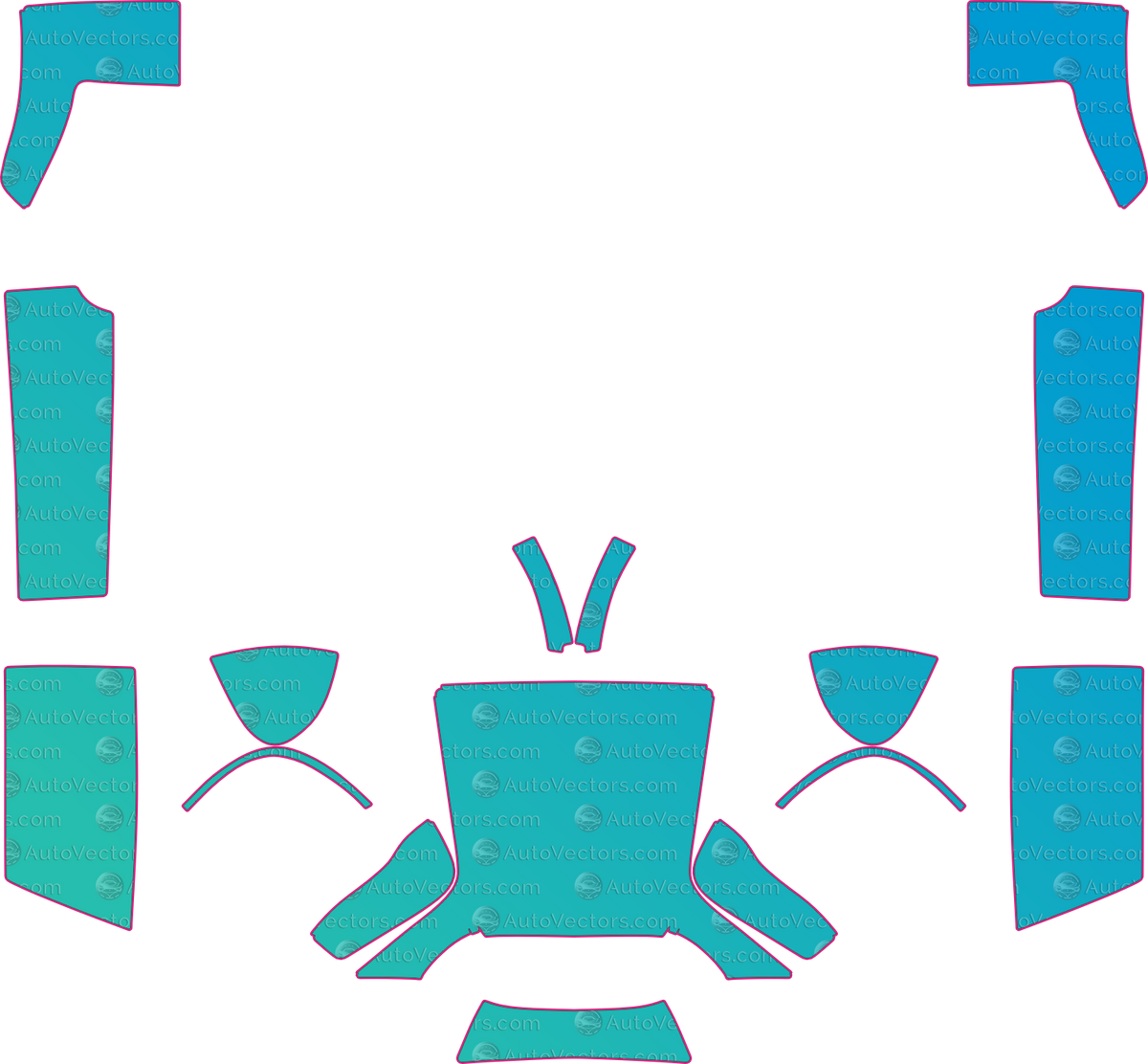 Caterham Super Seven Base (2000-2024) pre-cut PPF pattern layout