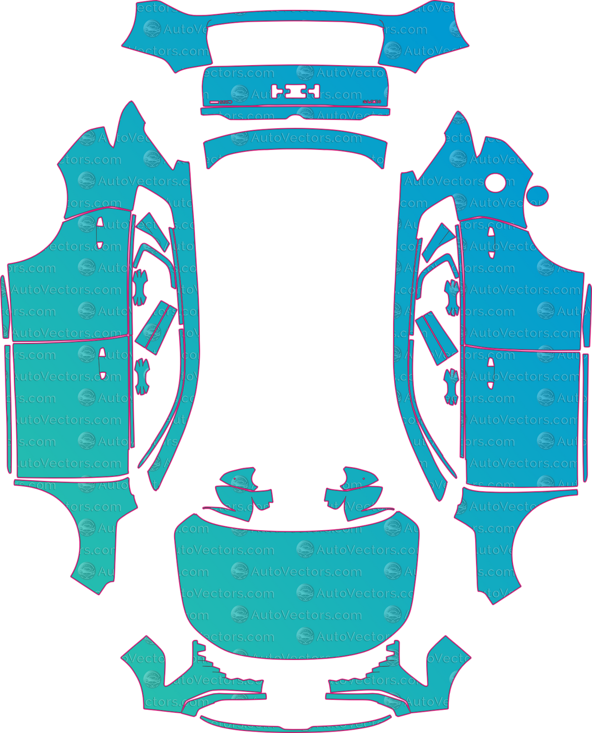 Changan CS55 Plus Base (From 2026) SUV pre-cut PPF pattern layout