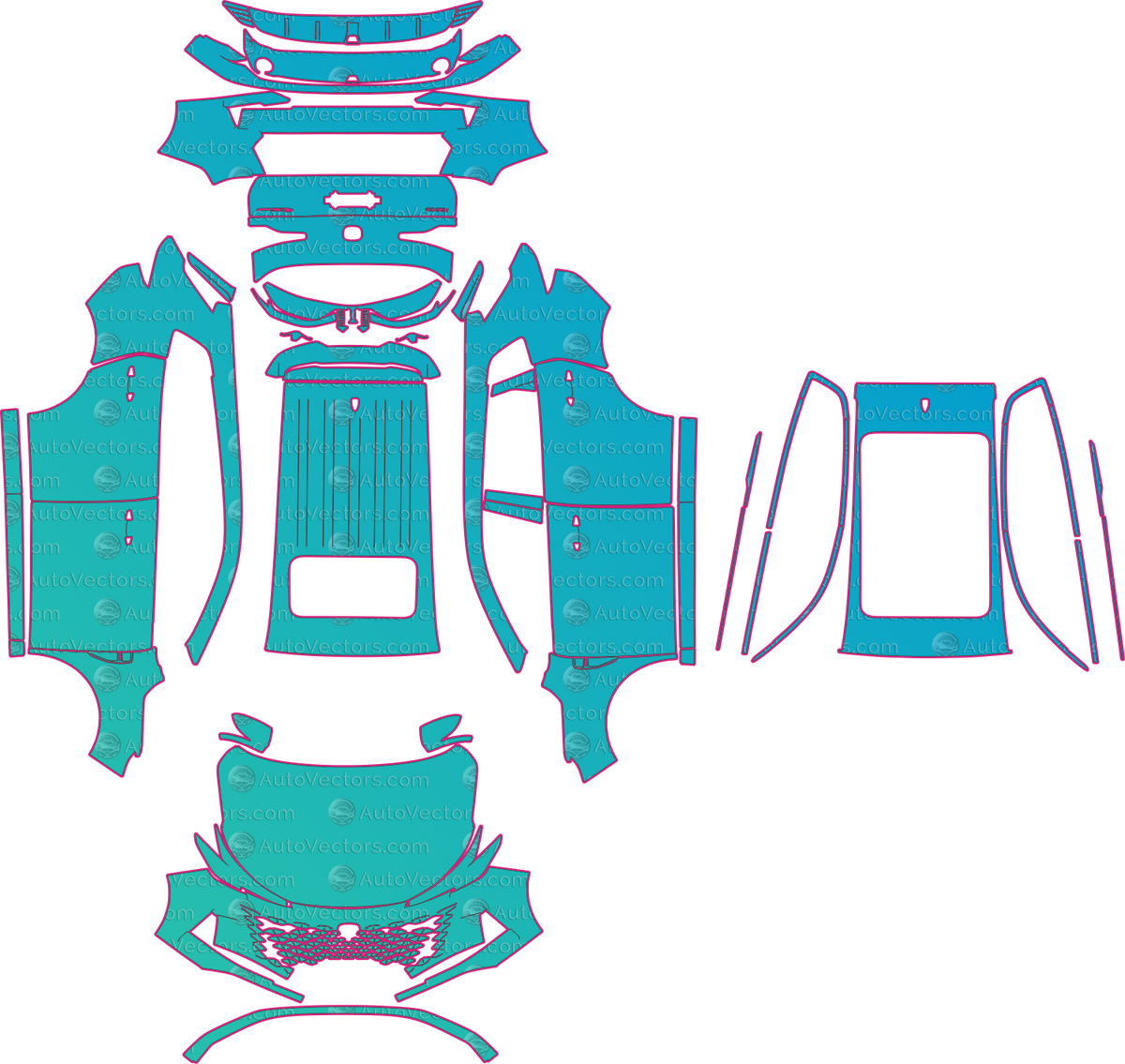 Changan CS55 Plus Plus_UNI-S Base (From 2024) SUV pre-cut PPF pattern layout