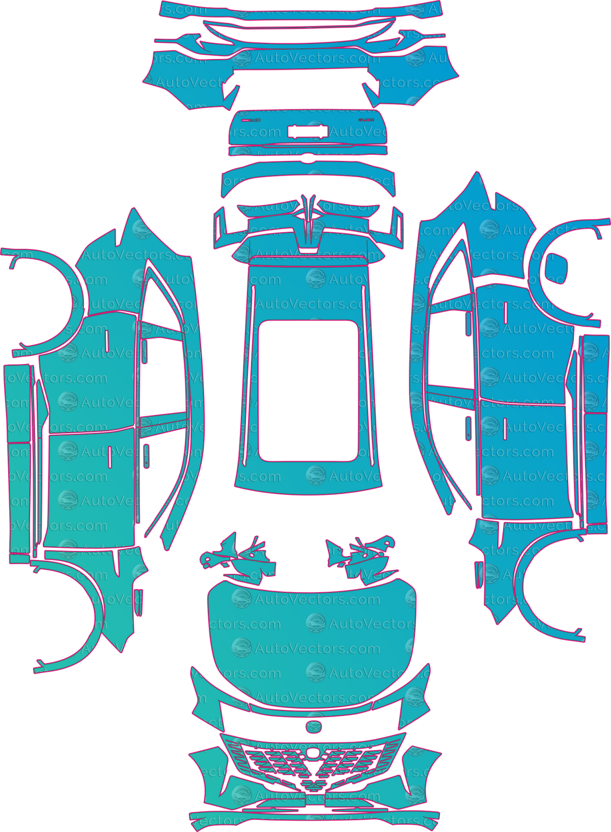 Changan CS75 Plus Base (From 2025) SUV pre-cut PPF pattern layout