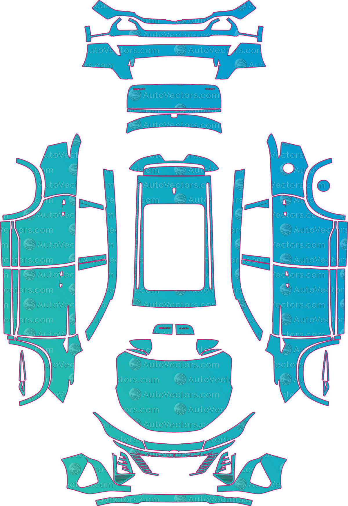 Changan CS75 Plus Champion Version (From 2026) SUV pre-cut PPF pattern layout