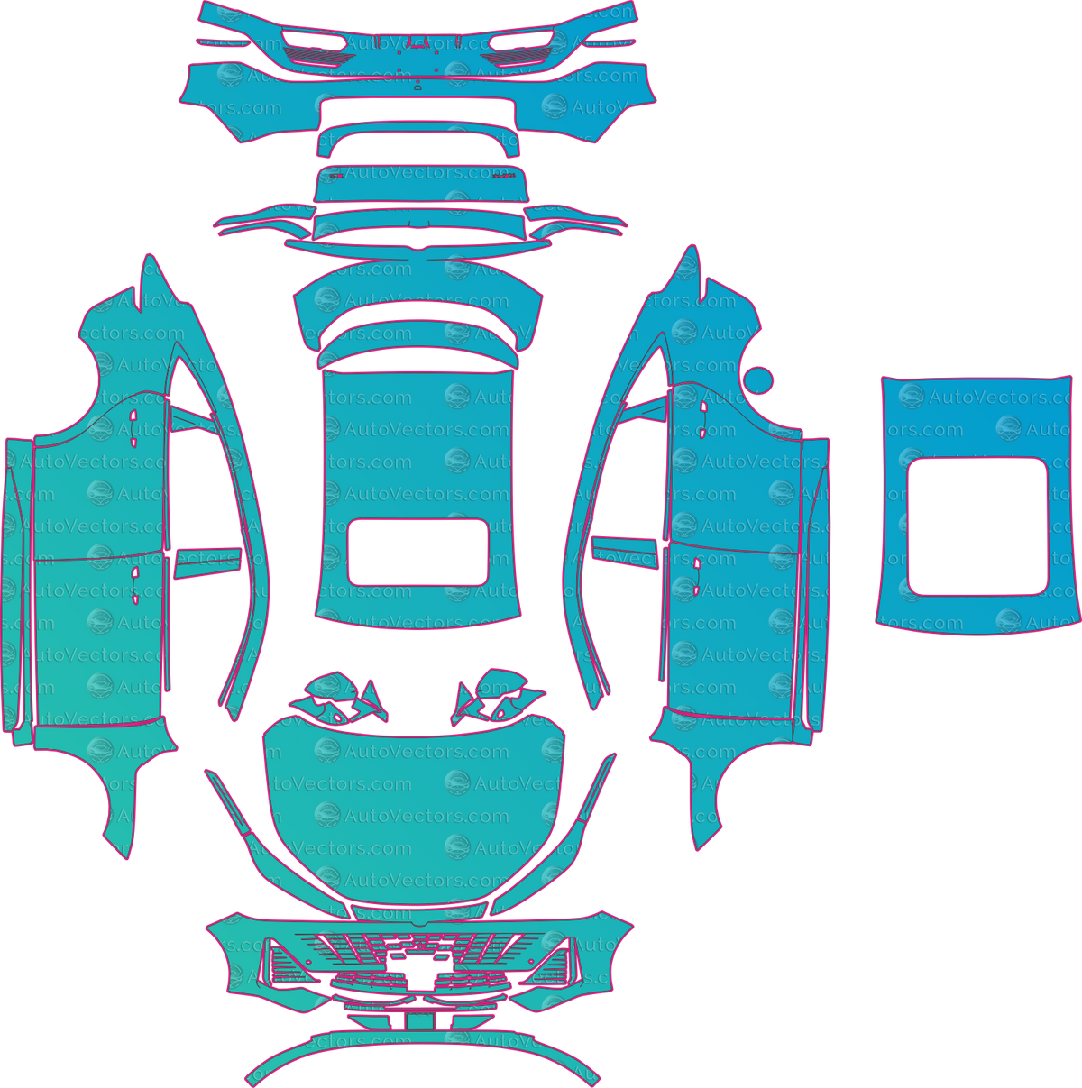 Changan Eado Base (From 2026) Sedan pre-cut PPF pattern layout