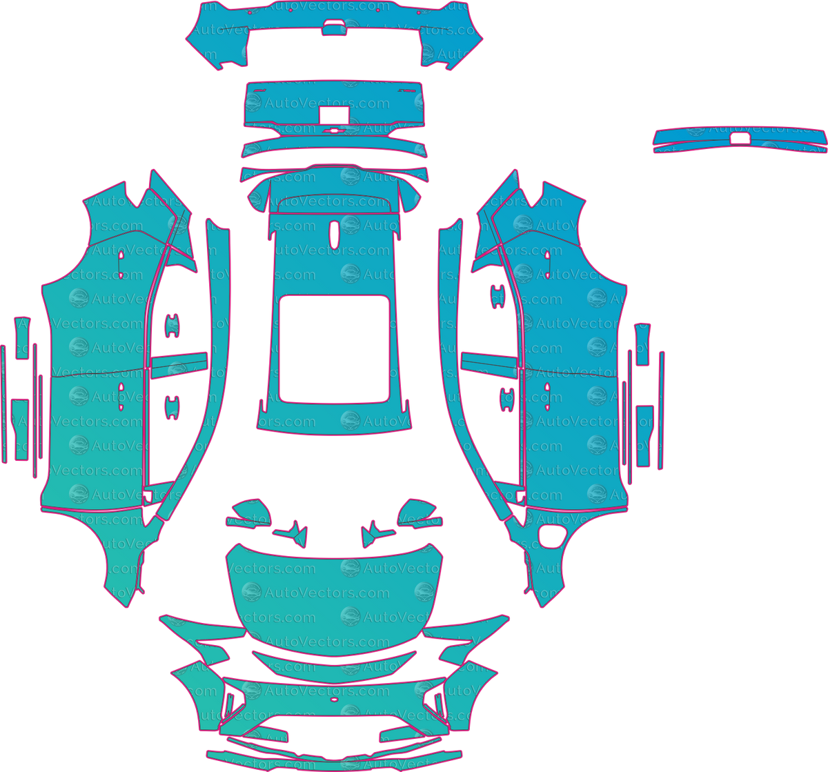 Chevrolet Bolt EV (From 2027) Hatchback pre-cut PPF pattern layout