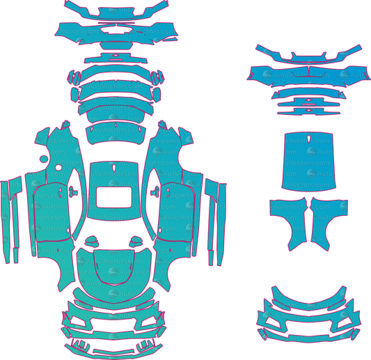 Chevrolet Camaro Alpha ZL1 1LE (2020-2023) Coupe Pre-Cut PPF Pattern Templates – pre-cut PPF pattern templates, digital download vector files (CDR, AI, PDF, DXF, SVG)