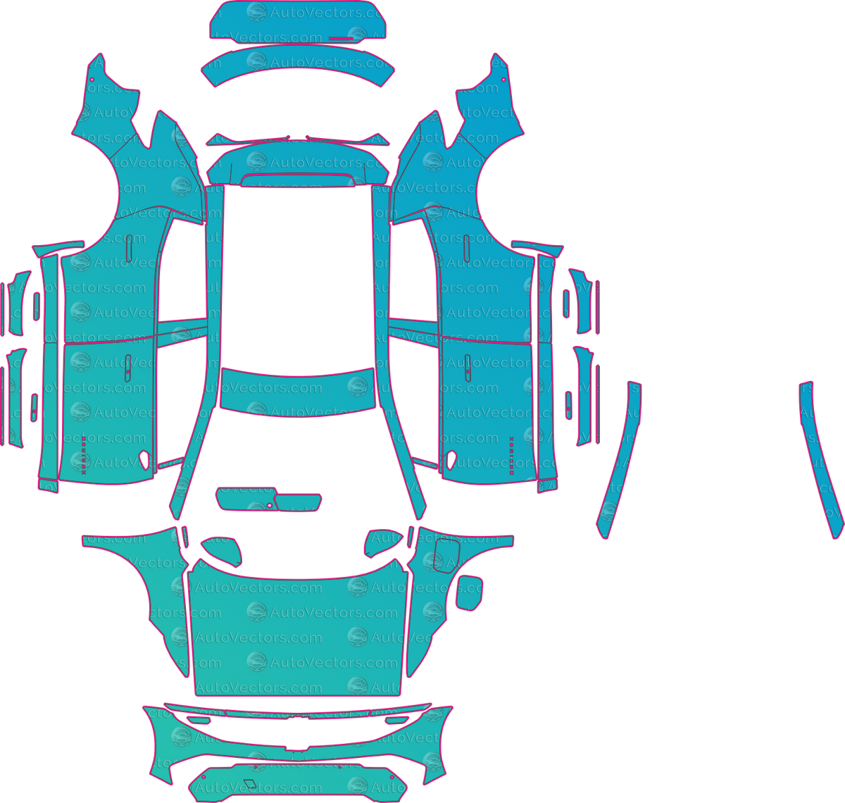Chevrolet Equinox EV 1LT (From 2025) SUV pre-cut PPF pattern layout