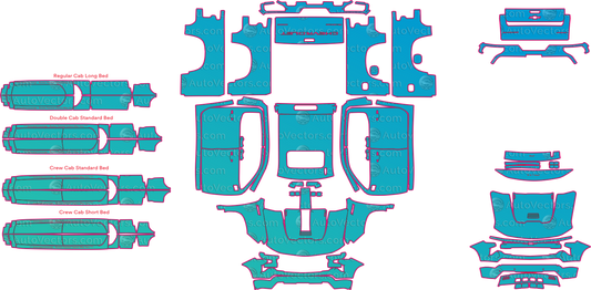 Chevrolet Silverado 1500 Custom Trail Boss (From 2023) Pickup Pre-Cut PPF Pattern Templates – pre-cut PPF pattern templates, digital download vector files (CDR, AI, PDF, DXF, SVG)