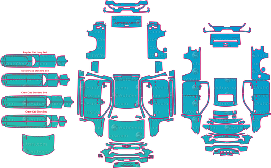 Chevrolet Silverado 1500 RST-LTZ (From 2023) Pickup Pre-Cut PPF Pattern Templates – pre-cut PPF pattern templates, digital download vector files (CDR, AI, PDF, DXF, SVG)