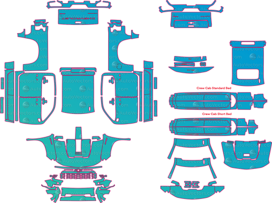Chevrolet Silverado 1500 ZR2 (From 2023) Pickup Pre-Cut PPF Pattern Templates – pre-cut PPF pattern templates, digital download vector files (CDR, AI, PDF, DXF, SVG)