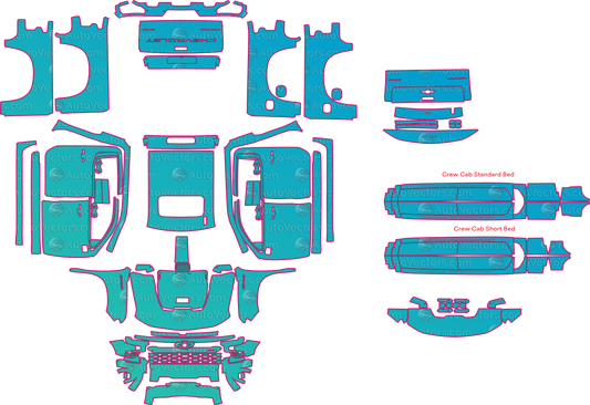 Chevrolet Silverado 1500 ZR2 Crew Cab (From 2022) Pickup Pre-Cut PPF Pattern Templates – pre-cut PPF pattern templates, digital download vector files (CDR, AI, PDF, DXF, SVG)