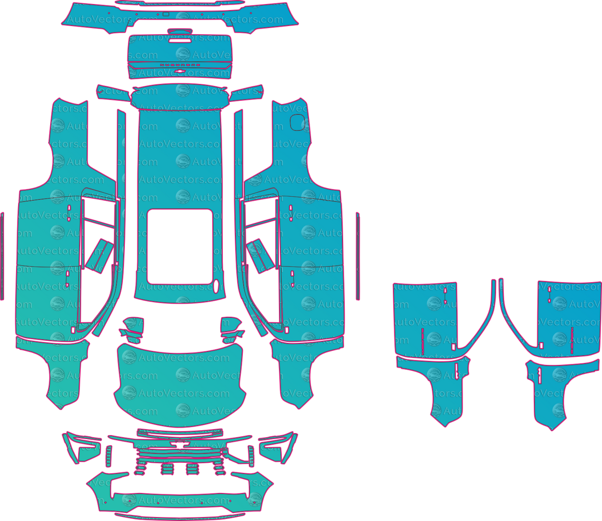 Chevrolet Suburban Base (From 2025) SUV pre-cut PPF pattern layout