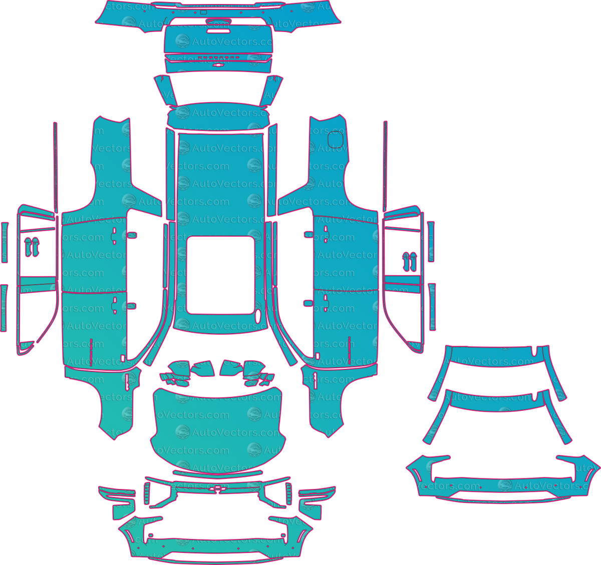 Chevrolet Suburban High Country (From 2025) SUV pre-cut PPF pattern layout