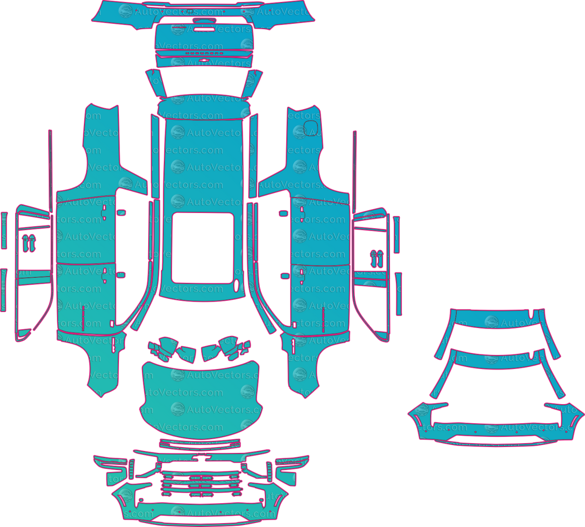 Chevrolet Suburban Premier (From 2025) SUV pre-cut PPF pattern layout