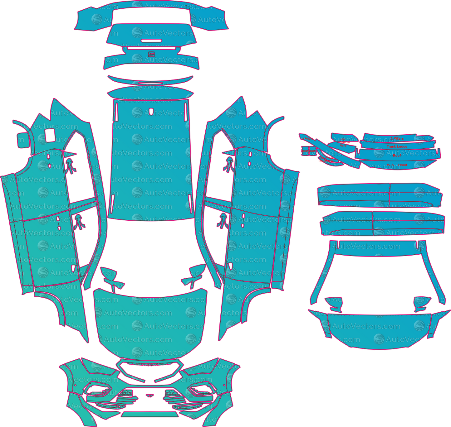 Cupra Ateca KH7 Facelift (From 2021) SUV Pre-Cut PPF Pattern Templates – pre-cut PPF pattern templates, digital download vector files (CDR, AI, PDF, DXF, SVG)