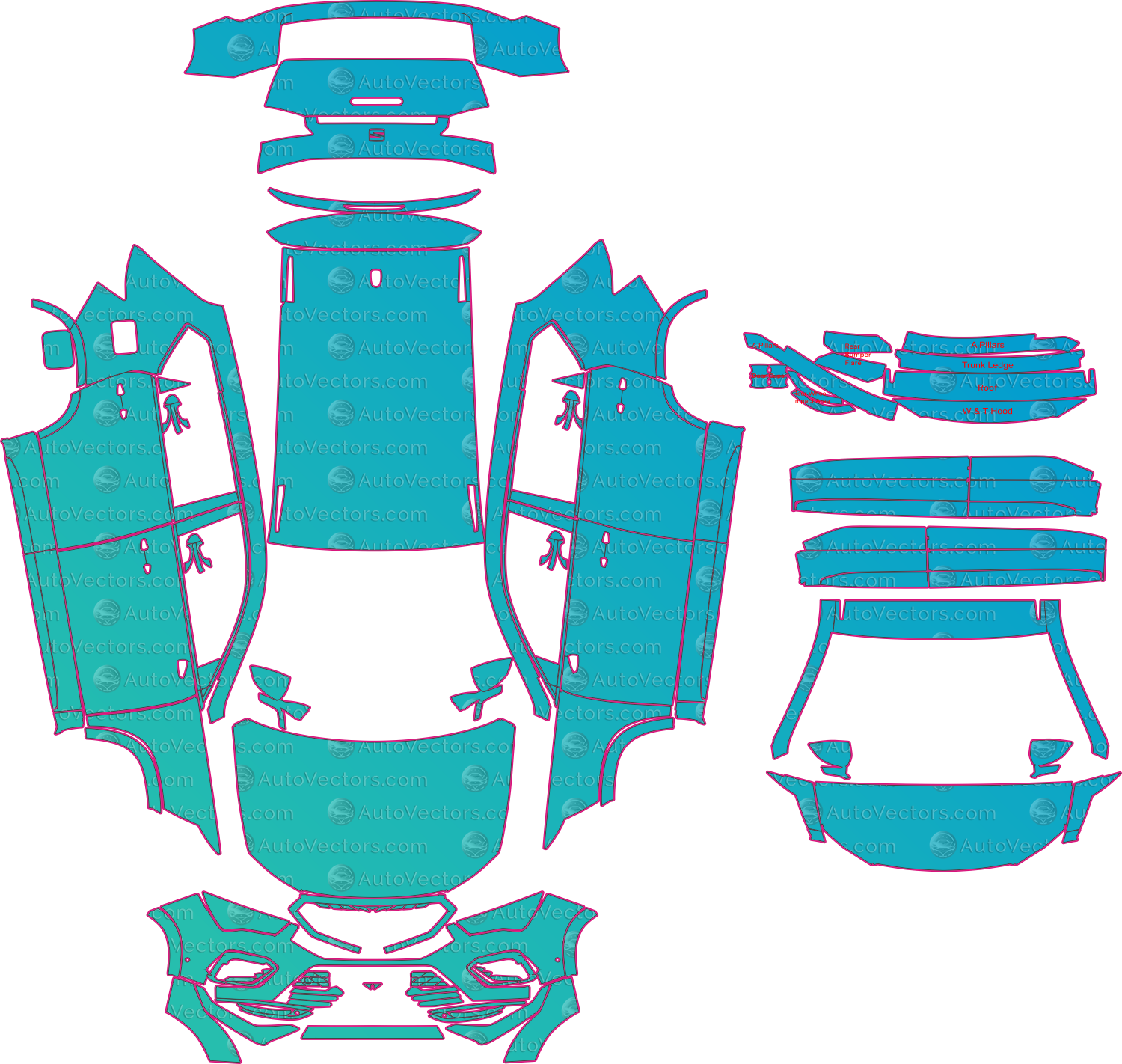 Cupra Ateca KH7 Facelift (From 2021) SUV Pre-Cut PPF Pattern Templates – pre-cut PPF pattern templates, digital download vector files (CDR, AI, PDF, DXF, SVG)