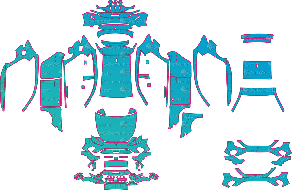 Cupra Leon KL Base (From 2025) hatchback Pre-Cut PPF Pattern Templates – pre-cut PPF pattern templates, digital download vector files (CDR, AI, PDF, DXF, SVG)