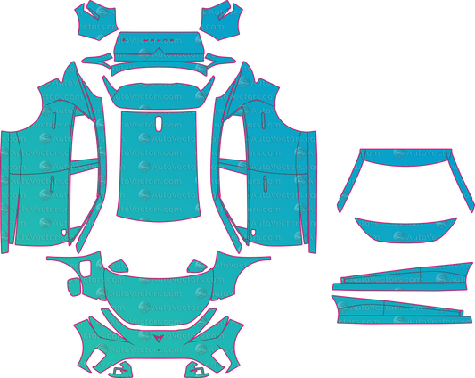 Cupra Raval VZ Extreme (From 2026) Hatchback Pre-Cut PPF Pattern Templates – pre-cut PPF pattern templates, digital download vector files (CDR, AI, PDF, DXF, SVG)