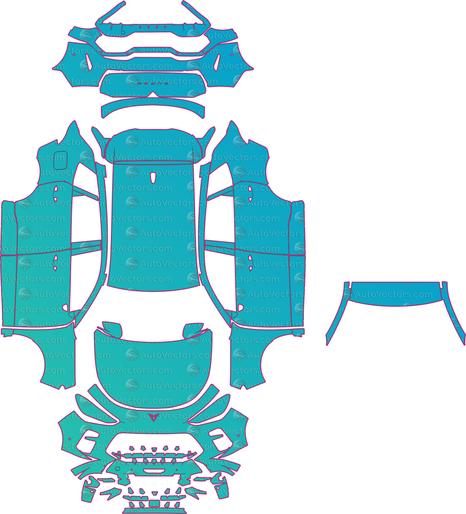 Cupra Terramar KP1 (From 2025) SUV Pre-Cut PPF Pattern Templates – pre-cut PPF pattern templates, digital download vector files (CDR, AI, PDF, DXF, SVG)