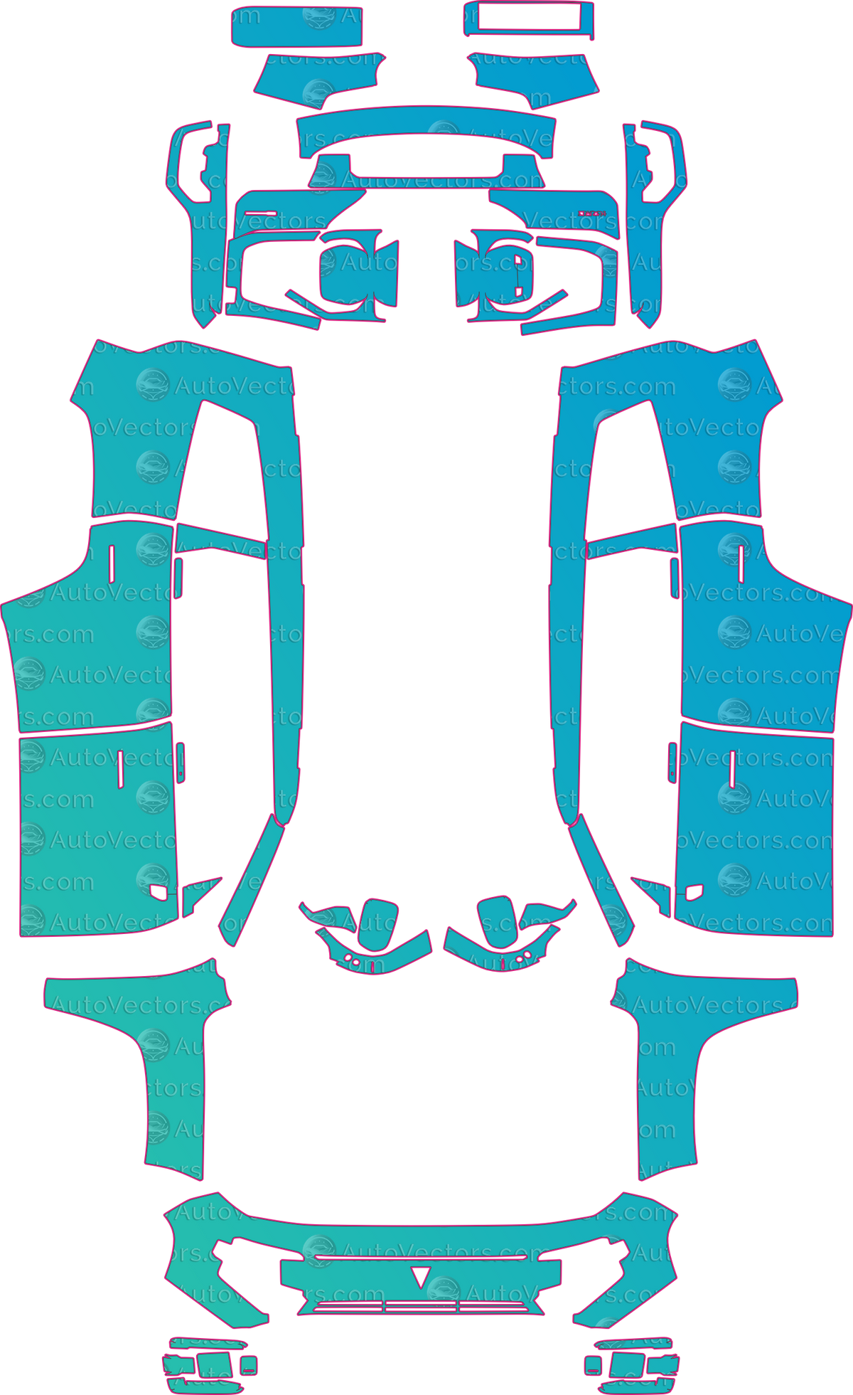Deepal G318 Base (From 2025) SUV – pre-cut PPF pattern templates, instant digital download vector cut files (CDR, AI, PDF, SVG)