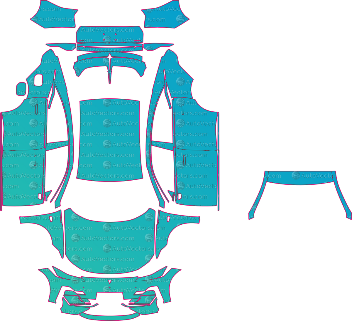 Deepal L07 Base (From 2023) Sedan – pre-cut PPF pattern templates, instant digital download vector cut files (CDR, AI, PDF, SVG)