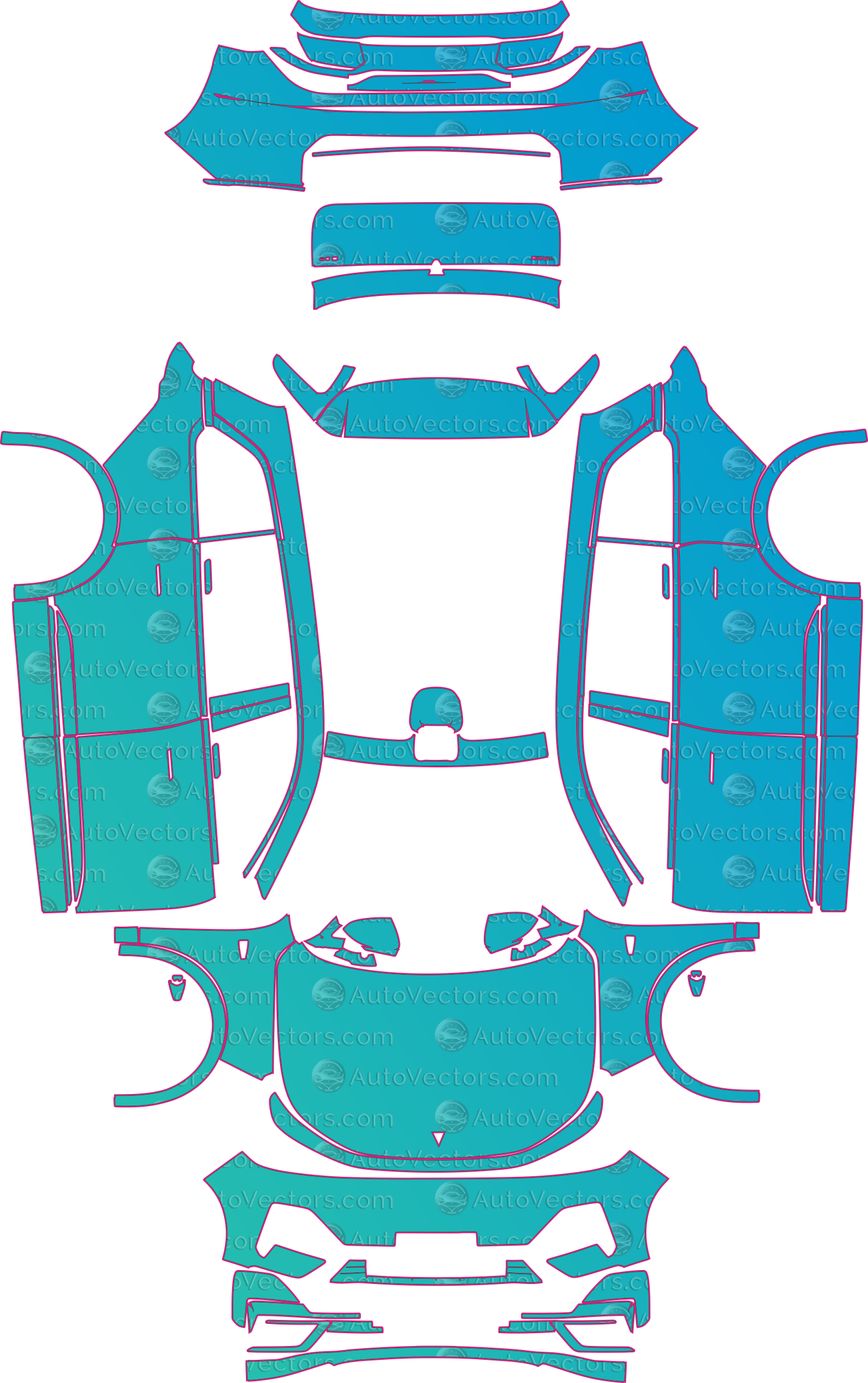 Deepal S09 Ultra (From 2025) SUV Pre-Cut PPF Pattern Templates – pre-cut PPF pattern templates, digital download vector files (CDR, AI, PDF, DXF, SVG)