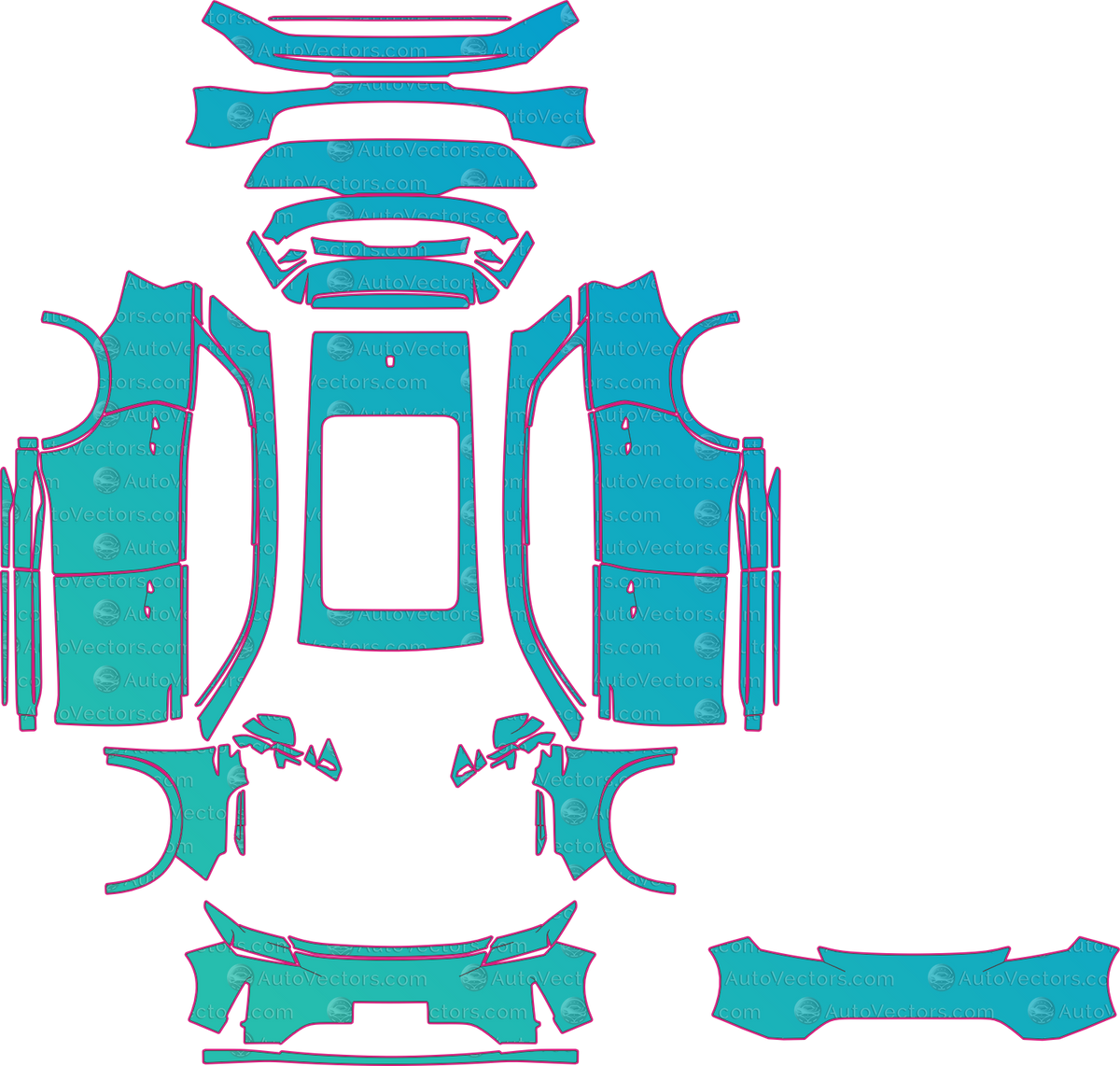 DFSK Fengon E5 Phev (From 2025) SUV pre-cut PPF pattern layout