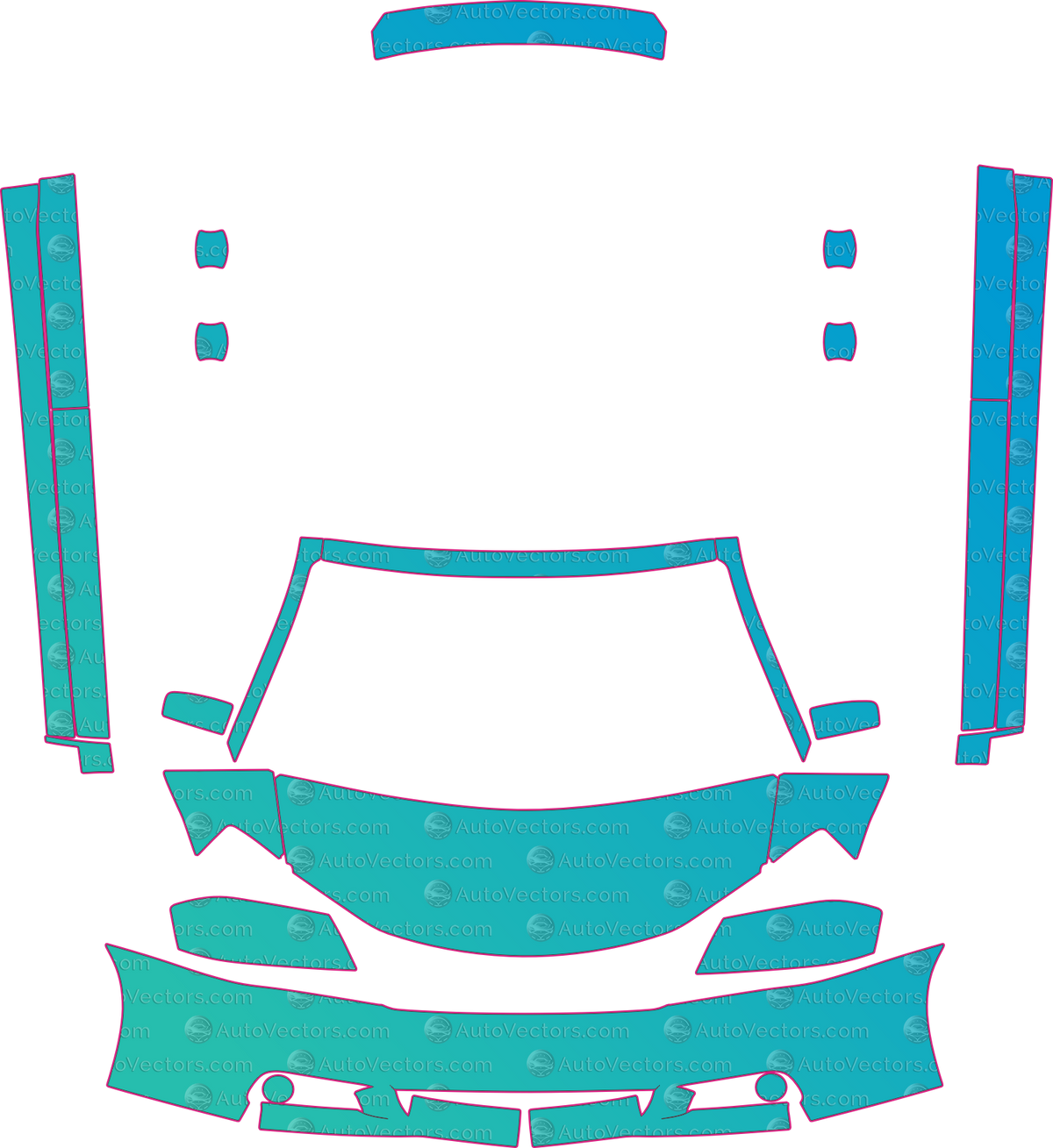 Dodge Avenger Express-Heat-LUX (From 2011) Sedan pre-cut PPF pattern layout