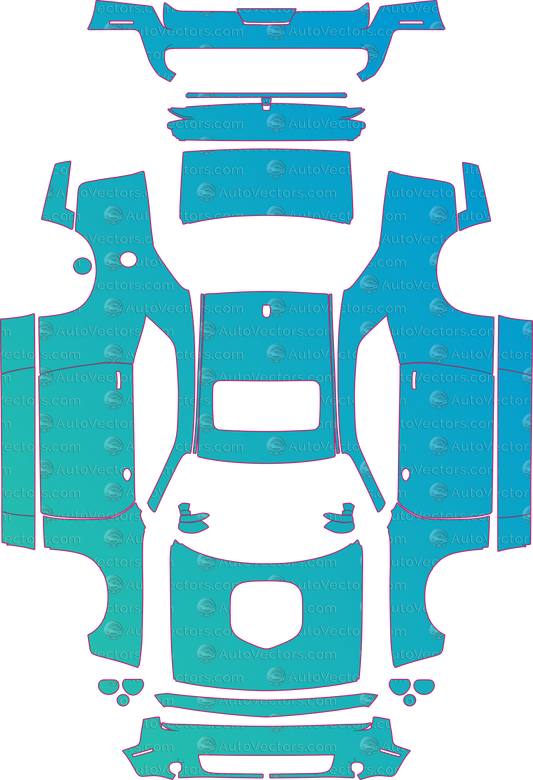 Dodge Challenger 392 Hemi Scatt Pack Shaker (From 2016) Coupe pre-cut PPF pattern layout