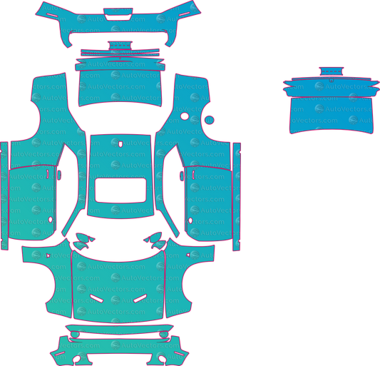 Dodge Challenger RT Scat Pack (From 2015) Coupe pre-cut PPF pattern layout