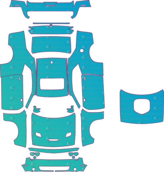 Dodge Challenger RT Scat Pack (From 2019) Coupe pre-cut PPF pattern layout