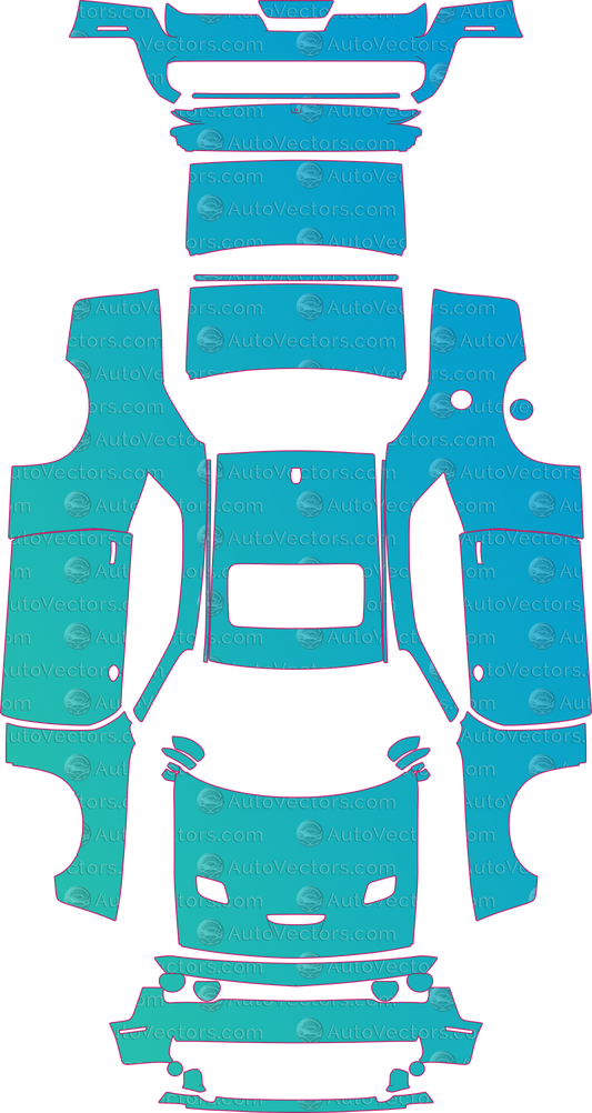 Dodge Challenger SRT Hellcat (From 2015) Coupe pre-cut PPF pattern layout